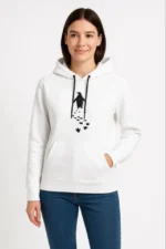 Nihilist Penguen Temalı Oversize Kapüşonlu Sweatshirt - Beyaz - Görsel 2