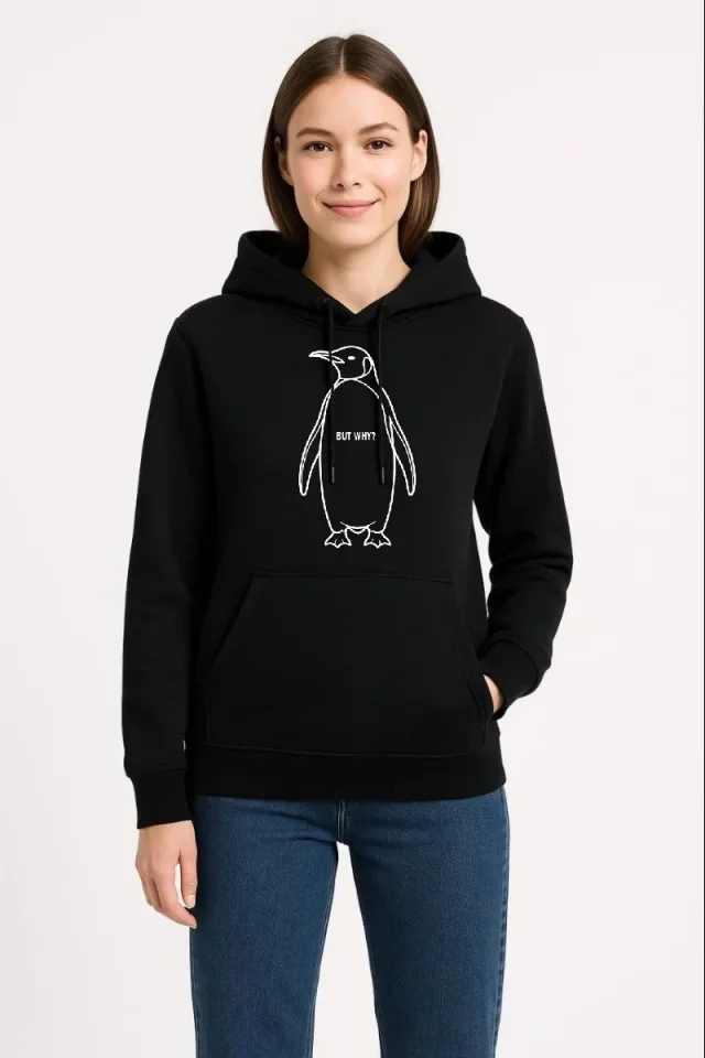 TY697b8dec0fe66697b8dec0fe67.webp Nihilist Penguen Özel Tasarım Oversize Kapüşonlu Sweatshirt - Siyah - Görsel 1
