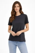 Bisiklet Yaka Tişört Regular Kalıp Basic Pamuklu Günlük Kullanım T-shirt - Füme - Görsel 3