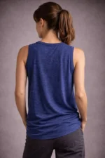 Flamlı Kumaş Sıfır Kolsuz Atlet Basic Spor Üst, Günlük Ve Fitness Kullanımına Uygun - İndigo - Görsel 2