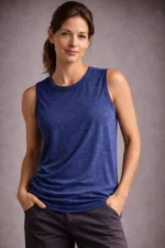 Flamlı Kumaş Sıfır Kolsuz Atlet Basic Spor Üst, Günlük Ve Fitness Kullanımına Uygun - İndigo - Görsel 4
