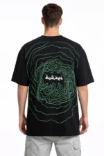 Erkek Bisiklet Yaka Baskılı Kısa Kollu Tişört Streetwear Günlük Basic Pamuklu T-shirt - Siyah - Görsel 2