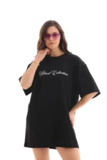 Baskılı T-Shirt Kısa Kol Bisiklet Yaka Regular Rahat Kalıp Günlük Tişört - Siyah