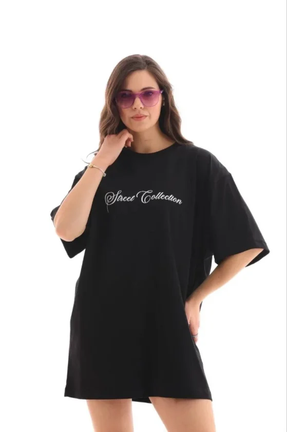 TY69b670ecccef369b670ecccef4.webp Baskılı T-Shirt Kısa Kol Bisiklet Yaka Regular Rahat Kalıp Günlük Tişört - Siyah - Görsel 1