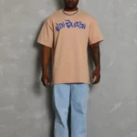Erkek Baskılı T-Shirt Kısa Kol Bisiklet Yaka Regular Fit Rahat Kalıp Günlük Tişört - Bej
