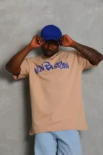 Erkek Baskılı T-Shirt Kısa Kol Bisiklet Yaka Regular Fit Rahat Kalıp Günlük Tişört - Bej - Görsel 2