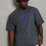 Erkek Baskılı T-Shirt Kısa Kol Bisiklet Yaka Regular Fit Rahat Kalıp Günlük Tişört - Füme