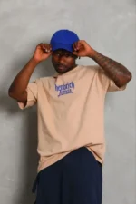 Erkek Baskılı T-Shirt Kısa Kol Bisiklet Yaka Regular Fit Rahat Kalıp Günlük Tişört - Bej - Görsel 3