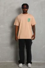 Erkek Baskılı T-Shirt Kısa Kol Bisiklet Yaka Regular Fit Rahat Kalıp Günlük Tişört - Bej - Görsel 3