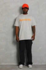 Erkek Baskılı T-Shirt Kısa Kol Bisiklet Yaka Regular Fit Rahat Kalıp Günlük Tişört - Gri - Görsel 3