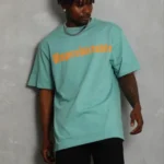 Erkek Baskılı T-Shirt Kısa Kol Bisiklet Yaka Regular Fit Rahat Kalıp Günlük Tişört - Mint Yeşili