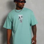 Erkek Baskılı T-Shirt Kısa Kol Bisiklet Yaka Regular Fit Rahat Kalıp Günlük Tişört - Mint Yeşili