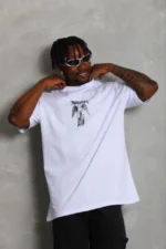 Erkek Baskılı T-Shirt Kısa Kol Bisiklet Yaka Regular Fit Rahat Kalıp Günlük Tişört - Beyaz - Görsel 3