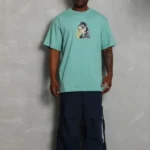 Erkek Baskılı T-Shirt Kısa Kol Bisiklet Yaka Regular Fit Rahat Kalıp Günlük Tişört - Mint Yeşili