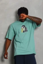 Erkek Baskılı T-Shirt Kısa Kol Bisiklet Yaka Regular Fit Rahat Kalıp Günlük Tişört - Mint Yeşili - Görsel 3