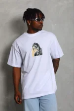 Erkek Baskılı T-Shirt Kısa Kol Bisiklet Yaka Regular Fit Rahat Kalıp Günlük Tişört - Beyaz - Görsel 3