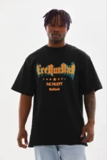 Erkek Baskılı T-Shirt Kısa Kol Bisiklet Yaka Regular Fit Rahat Kalıp Günlük Tişört - Siyah - Görsel 3