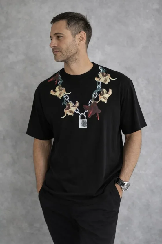 TY69b69b3cc29c369b69b3cc29c6.webp Erkek Baskılı T-Shirt Kısa Kol Bisiklet Yaka Regular Fit Rahat Kalıp Günlük Tişört - Siyah - Görsel 1