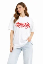 Baskılı T-Shirt Yazlık Kısa Kol Bisiklet Yaka Rahat Kalıp Tişört - Beyaz - Görsel 2