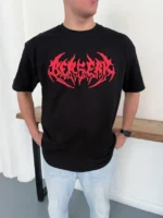Erkek Baskılı T-Shirt Yazlık Kısa Kol Bisiklet Yaka Rahat Kalıp Tişört - Siyah