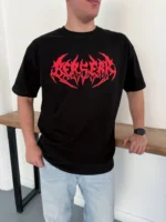Erkek Baskılı T-Shirt Yazlık Kısa Kol Bisiklet Yaka Rahat Kalıp Tişört - Siyah - Görsel 3