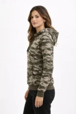 Kamuflaj Desenli 2 İplik 4 Mevsim Kapüşonlu Kanguru Cepli Hoodie Sweatshirt - Kamuflaj - Görsel 2