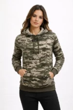 Kamuflaj Desenli 2 İplik 4 Mevsim Kapüşonlu Kanguru Cepli Hoodie Sweatshirt - Kamuflaj - Görsel 3