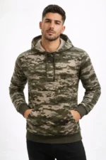 Erkek Kamuflaj Desenli 2 İplik 4 Mevsim Kapüşonlu Kanguru Cepli Hoodie Sweatshirt - Kamuflaj