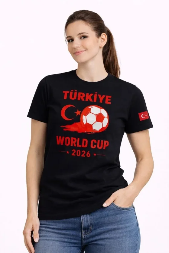 TY69d2a60d37ebe69d2a60d37ec1.webp Türkiye World Cup 2026 Baskılı Tişört Futbol Temalı Forma T-Shirt - Siyah - Görsel 1