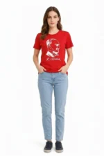 Atatürk Baskılı Tişört Kısa Kollu Bisiklet Yaka T-Shirt - Kırmızı - Görsel 3