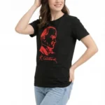 Atatürk Baskılı Tişört Kısa Kollu Bisiklet Yaka T-Shirt - Siyah