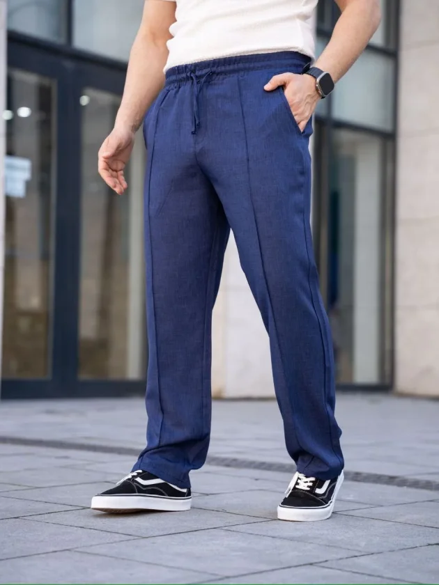 TY69e901ab8991069e901ab89912.webp Erkek Keten Cepli Çıma Dikişli Jogger Buggy Pantalon Rahat Kalıp - Lacivert - Görsel 1