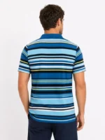 Erkek Çizgili Polo Yaka Tişört Kısa Kol Yazlık T-Shirt Regular Fit - Mavi - Görsel 2