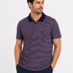 Erkek Pike Kumaş Gül Kurusu Çizgili Polo Yaka Tişört Kısa Kol T-Shirt - Siyah