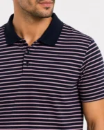Erkek Pike Kumaş Gül Kurusu Çizgili Polo Yaka Tişört Kısa Kol T-Shirt - Siyah - Görsel 2