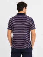 Erkek Pike Kumaş Gül Kurusu Çizgili Polo Yaka Tişört Kısa Kol T-Shirt - Siyah - Görsel 3