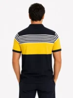 Erkek Pike Kumaş Çizgili Polo Yaka Tişört Kısa Kol Yazlık T-Shirt - Lacivert - Görsel 2