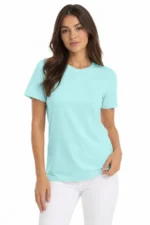 T-Shirt Bisiklet Yaka Slim Fit Likralı Tişört Günlük Basic Body - Turkuaz - Görsel 2