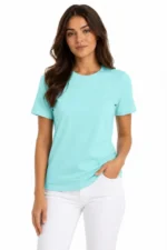 T-Shirt Bisiklet Yaka Slim Fit Likralı Tişört Günlük Basic Body - Turkuaz - Görsel 3