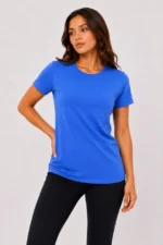 Basic Tişört Bisiklet Yaka Kısa Kol Günlük Yazlık Slim Fit T-Shirt - Mavi - Görsel 2