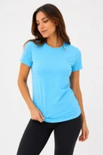 Basic Tişört Bisiklet Yaka Kısa Kol Günlük Yazlık Slim Fit T-Shirt - Turkuaz - Görsel 2