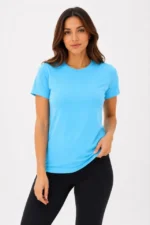 Basic Tişört Bisiklet Yaka Kısa Kol Günlük Yazlık Slim Fit T-Shirt - Turkuaz - Görsel 3