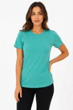 Basic Tişört Bisiklet Yaka Kısa Kol Günlük Yazlık Slim Fit T-Shirt - Su Yeşili - Görsel 2