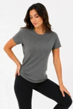 Basic Tişört Bisiklet Yaka Kısa Kol Günlük Yazlık Slim Fit T-Shirt - Antrasit - Görsel 3