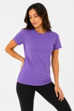 Basic Tişört Bisiklet Yaka Kısa Kol Günlük Yazlık Slim Fit T-Shirt - Mor