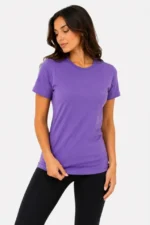 Basic Tişört Bisiklet Yaka Kısa Kol Günlük Yazlık Slim Fit T-Shirt - Mor - Görsel 2