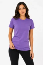 Basic Tişört Bisiklet Yaka Kısa Kol Günlük Yazlık Slim Fit T-Shirt - Mor - Görsel 3