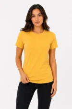 Basic Tişört Bisiklet Yaka Kısa Kol Günlük Yazlık Slim Fit T-Shirt - Sarı - Görsel 2