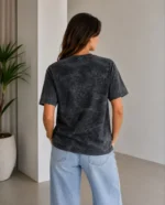 Batik Desenli Tişört Bisiklet Yaka Kısa Kol Regular Fit T-shirt - Siyah - Görsel 4