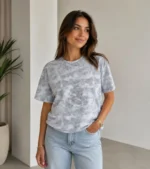 Batik Desenli Tişört Bisiklet Yaka Kısa Kol Regular Fit T-shirt - Gri